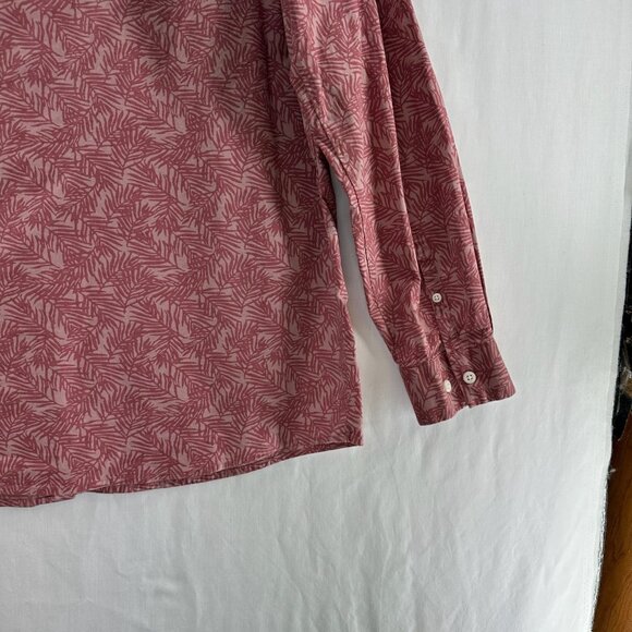 A-FRAME Stretch Button-Up Shirt Mens Size XL Regular Fit Leaf Print Pink/Red - Picture 6 of 11